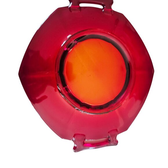 Imperial Glass-Ohio Molly Serving Plate 8.25" ruby Art Deco made in USA ambrina - Picture 5 of 5